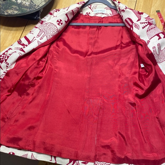 Prophecy Bohemian Women’s Blazer Red and Cream Bold Patterned - Picture 10 of 10
